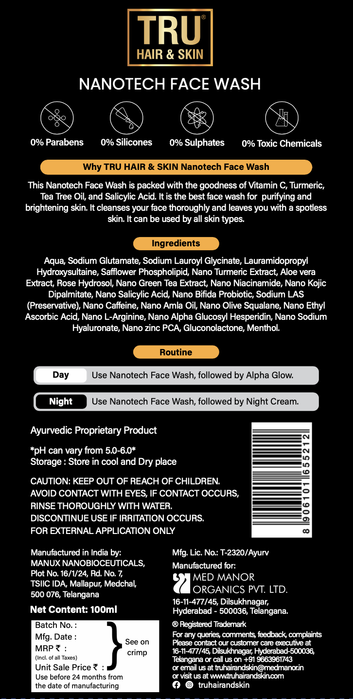 Tru Hair & Skin Nanotechnology Facewash For Sensitive-Acne Prone Skin