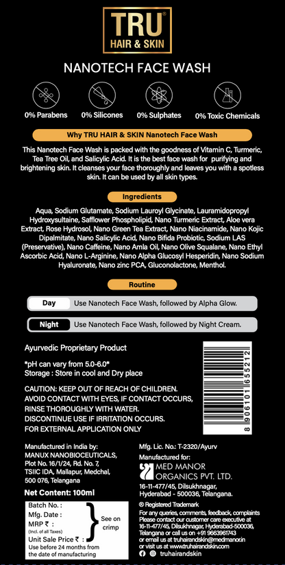 Tru Hair & Skin Nanotechnology Facewash For Sensitive-Acne Prone Skin