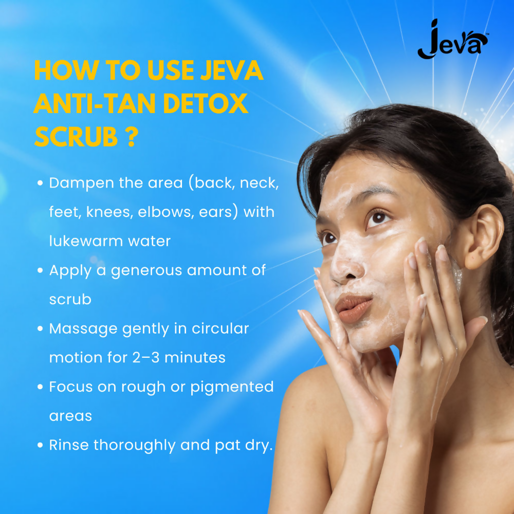 Jeva Anti-Tan Detox Scrub - Skin Brightening & Tan Removal Gel