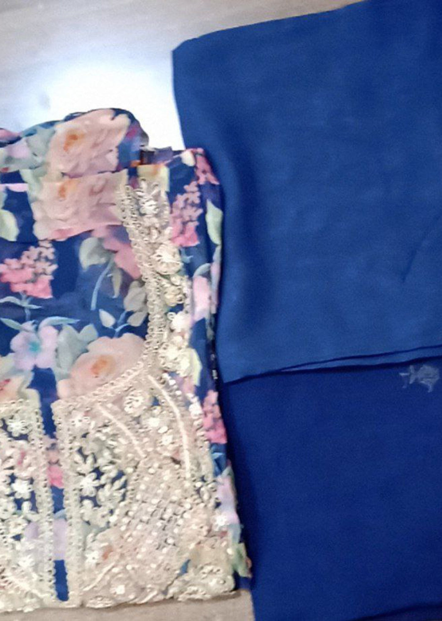 Cobalt Bloom Reverie Dress Material