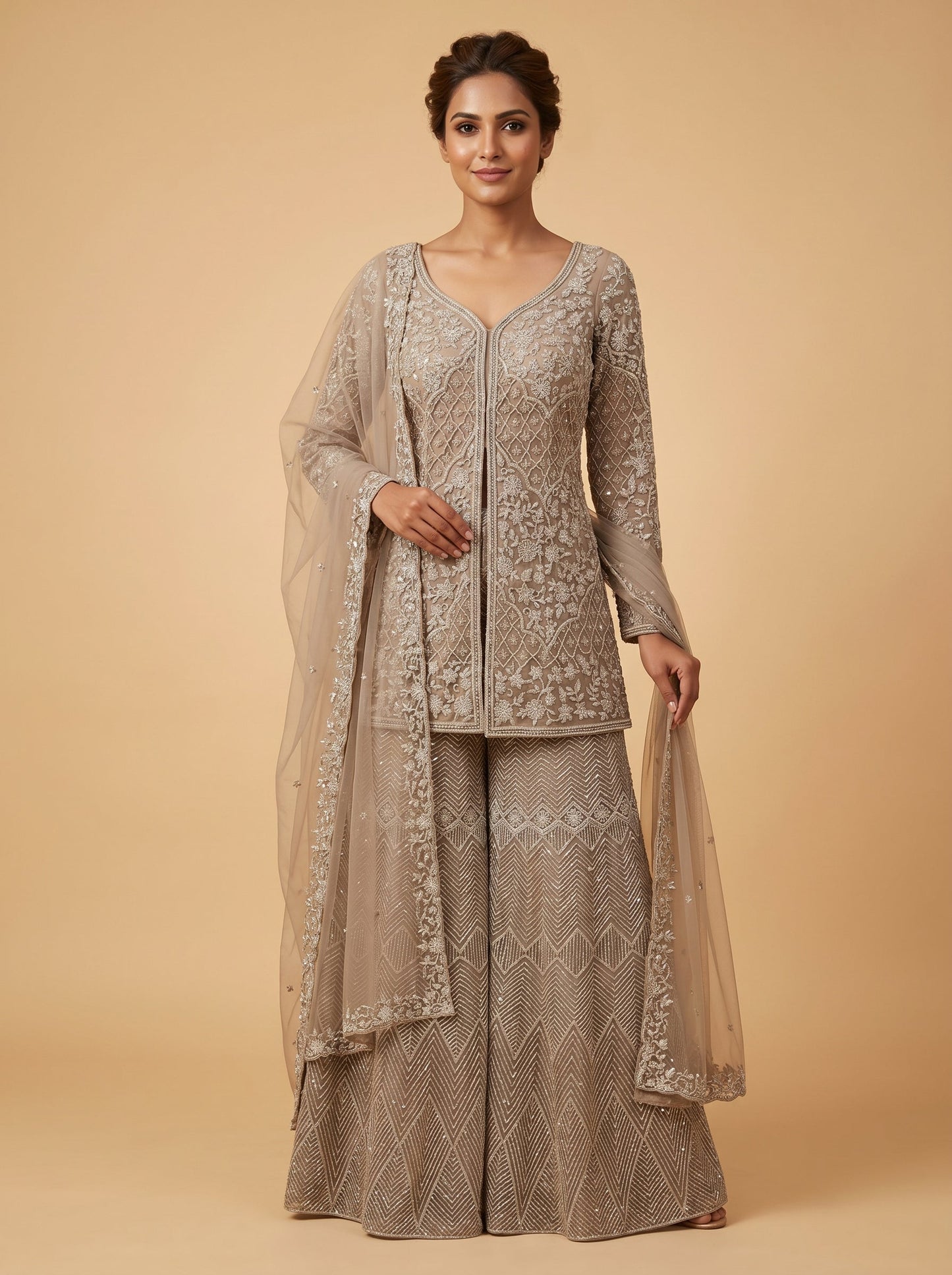 Cocoa Brown Embroidered Suit