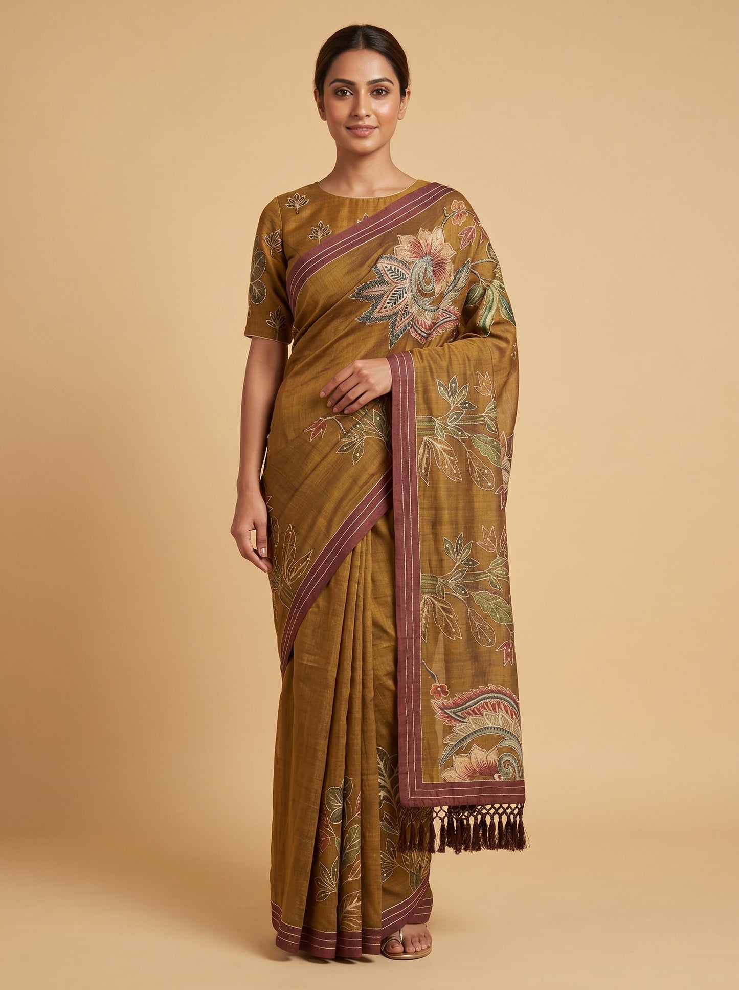 Cocoa Brown Shine Saree