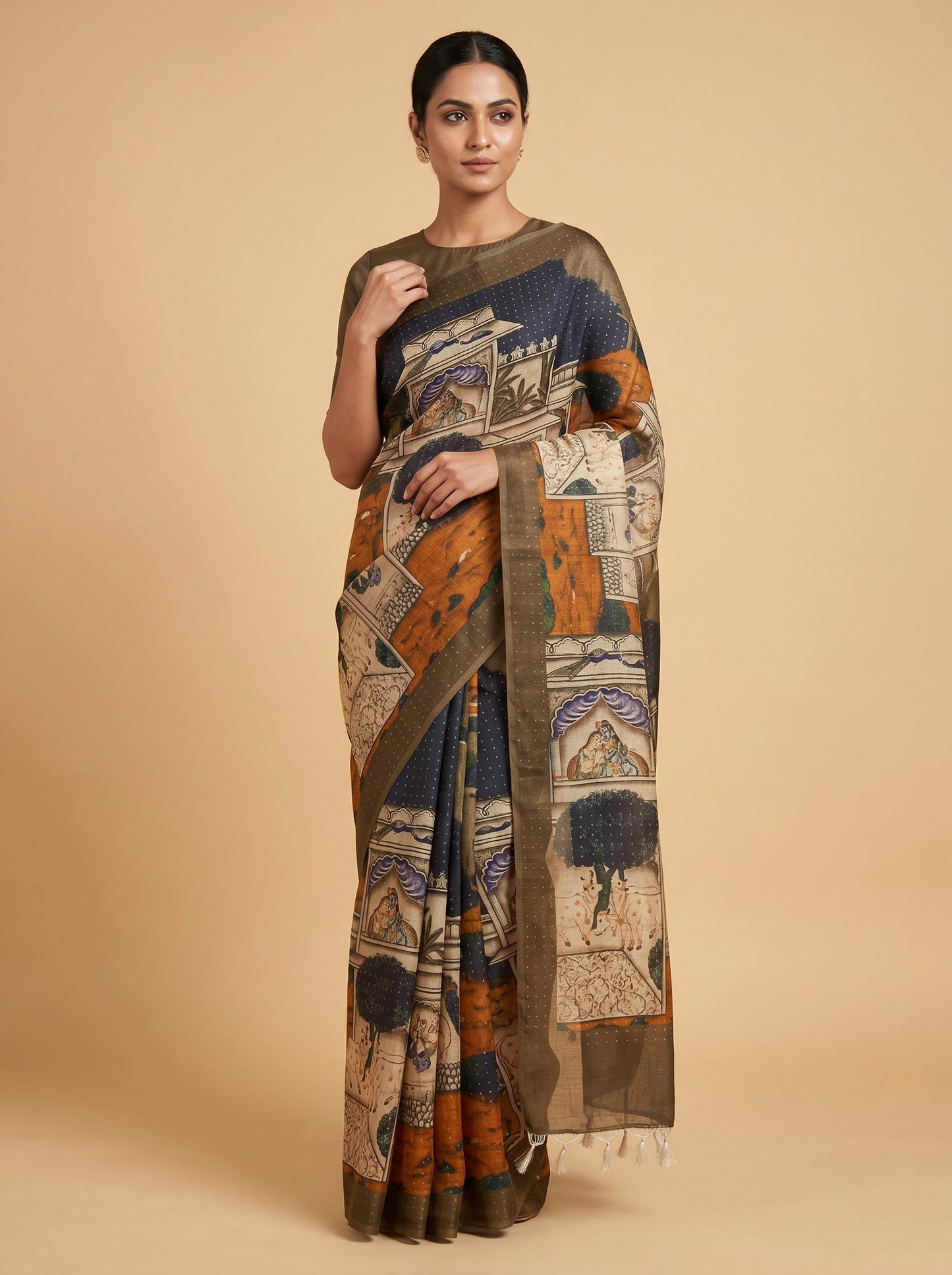 Coffee Deep Brew Handloom Saree
