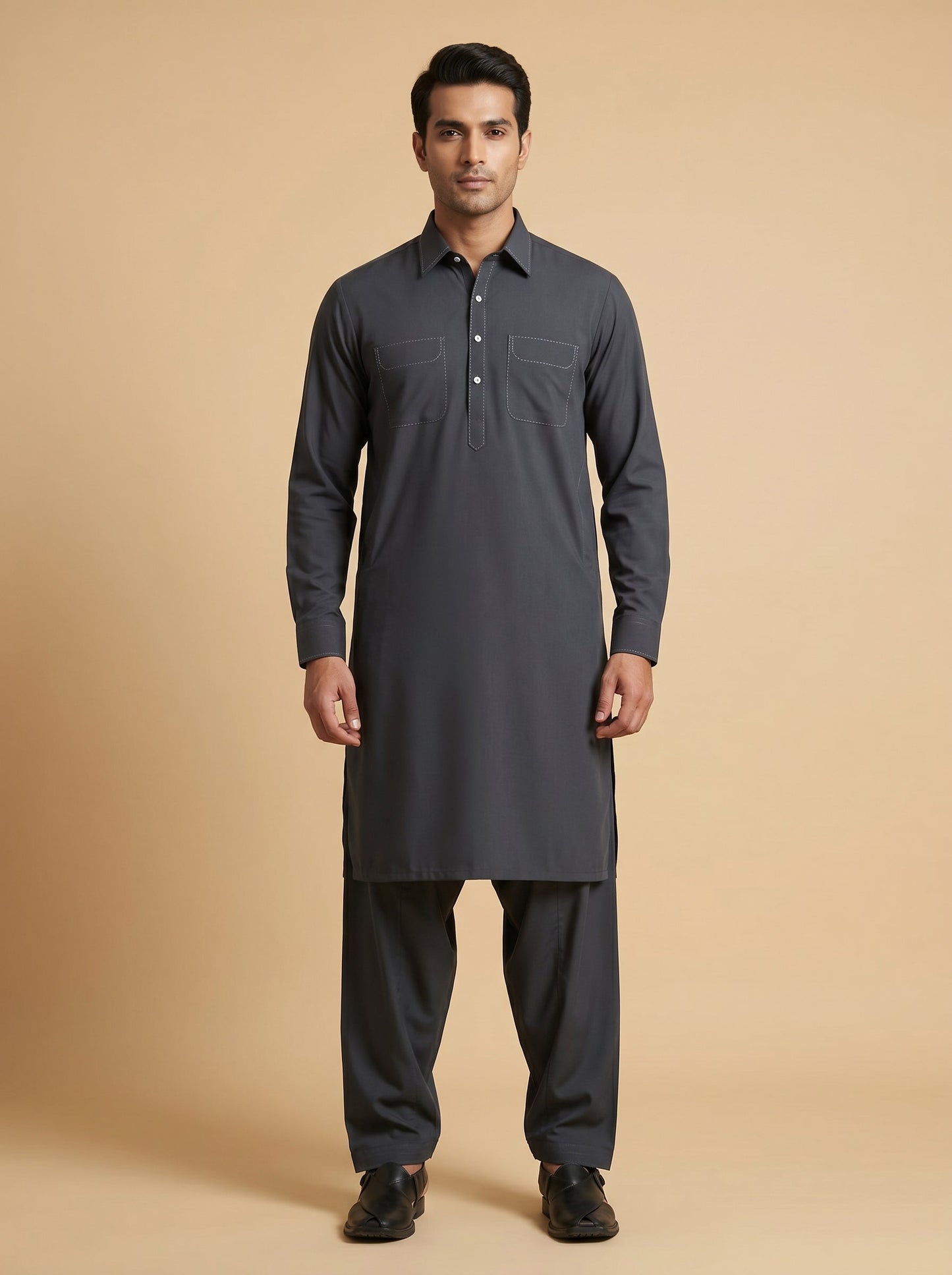 Cool Grey Straight Kurta Set