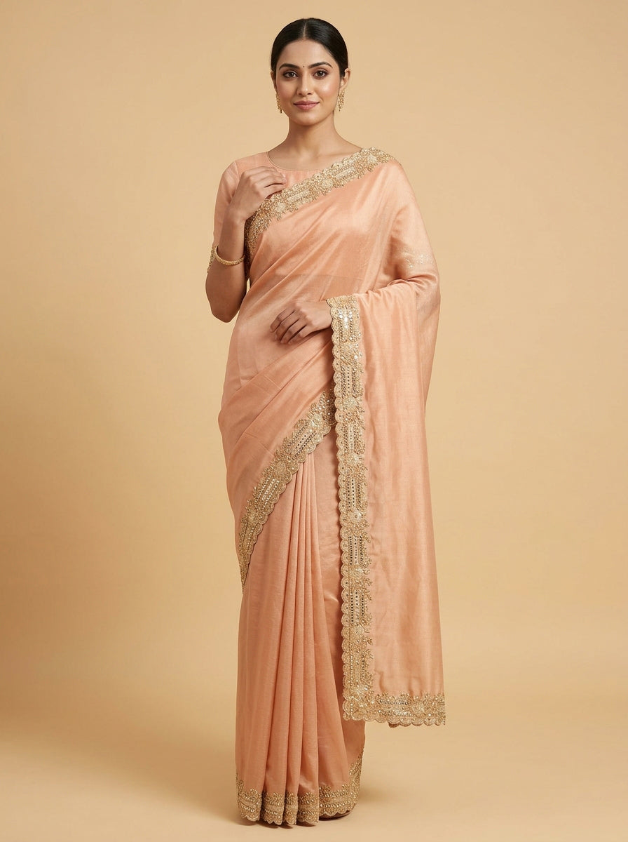 Copper Bronze Luxe Metallic Saree