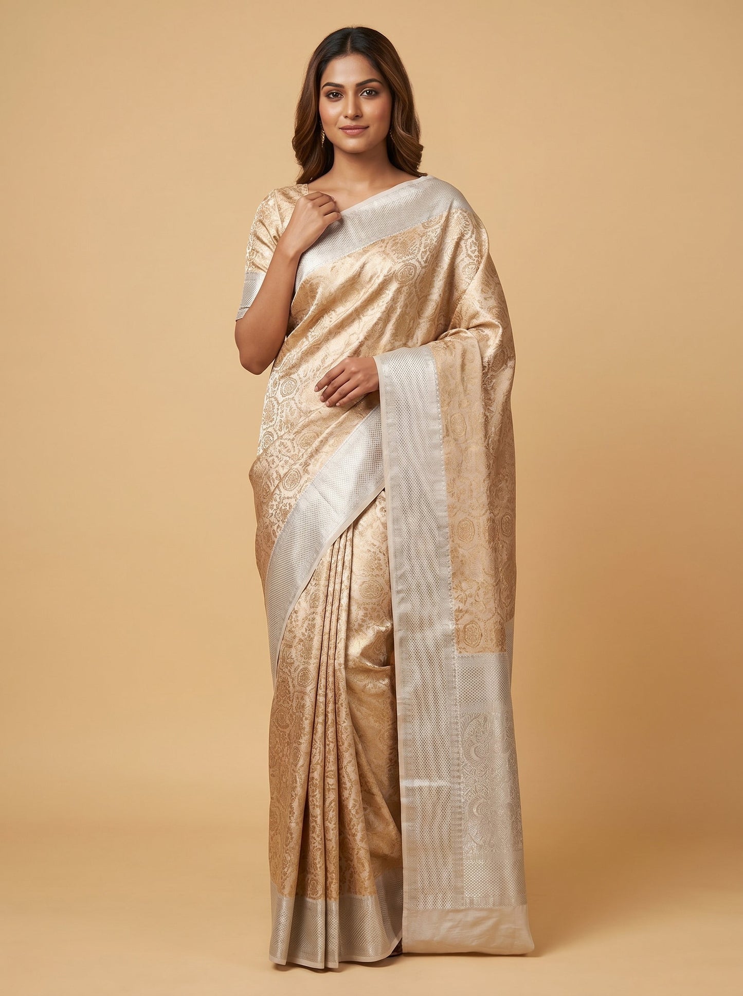 Copper Burnished Metal Weave Handloom Saree