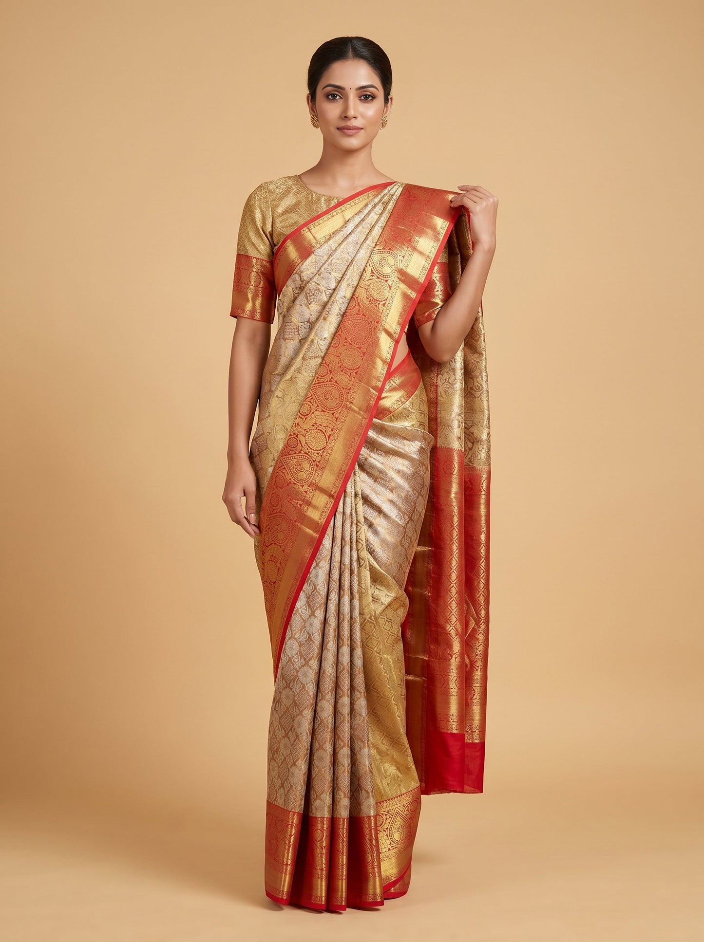 Copper Warm Handloom Saree