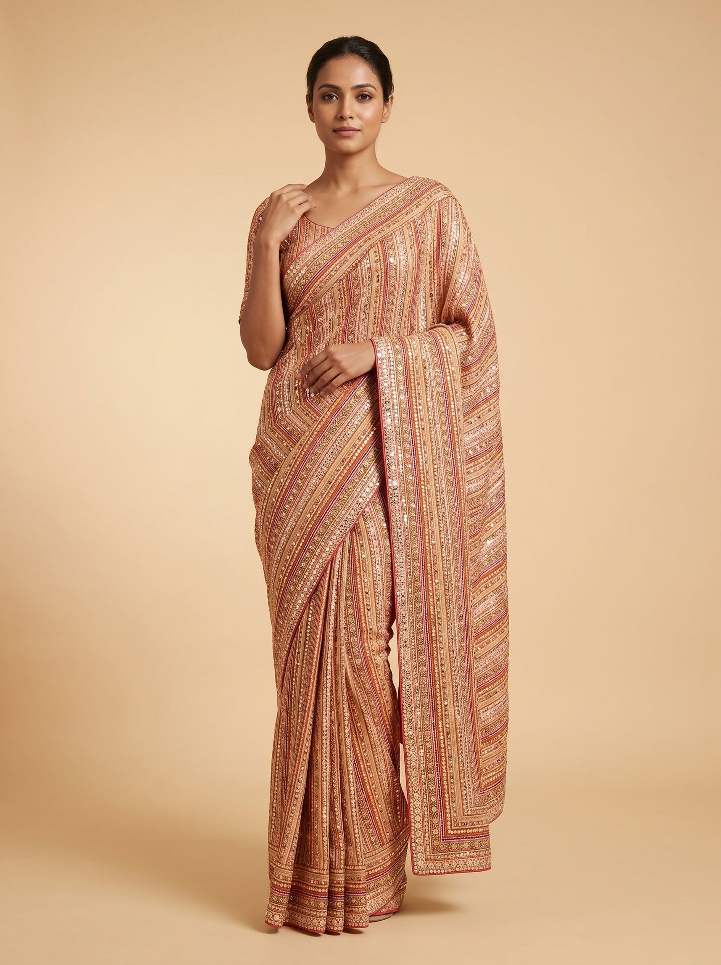 Coral Fresh Tone Embroidered Saree