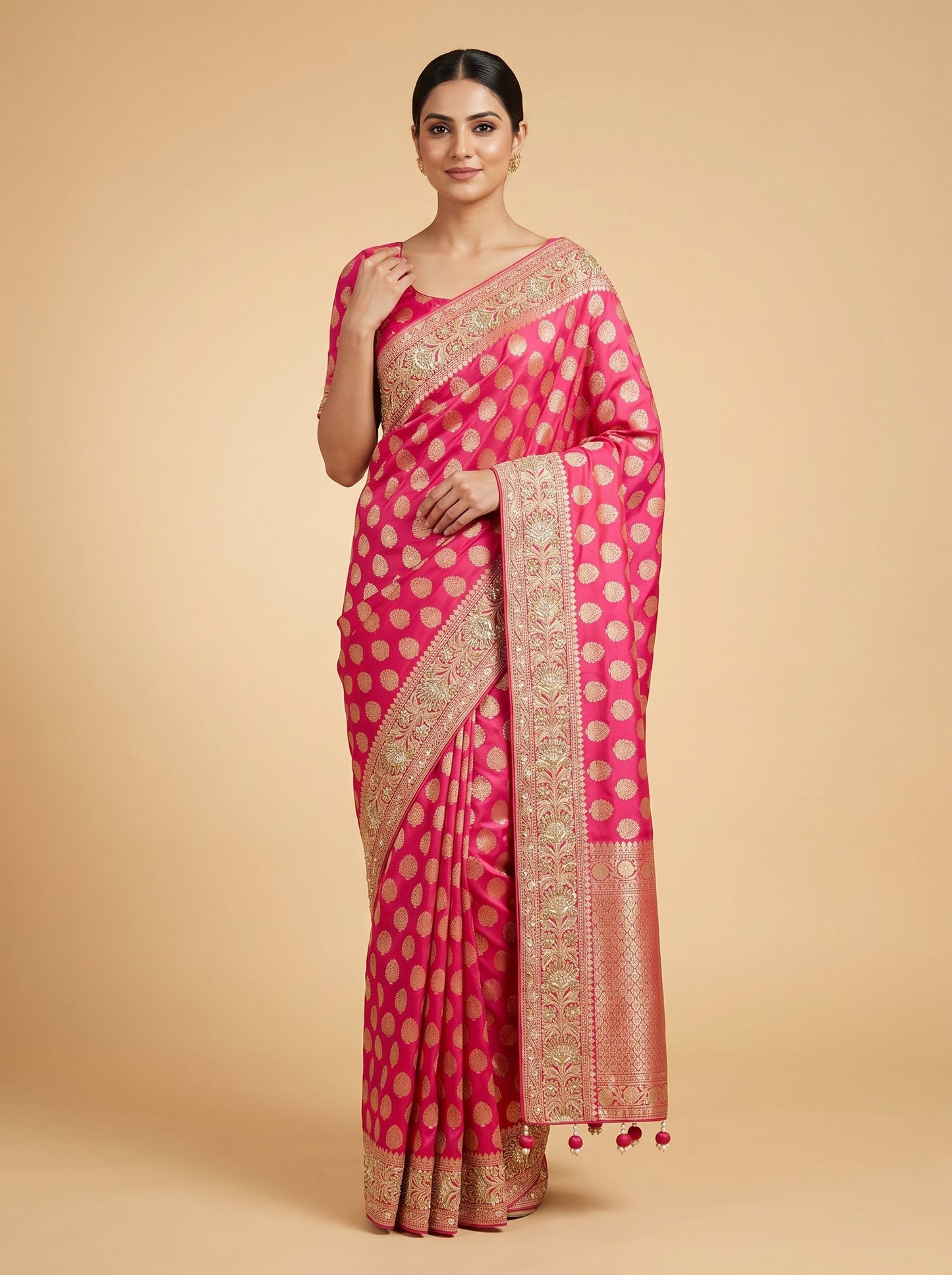 Coral Glow Embroidered Saree