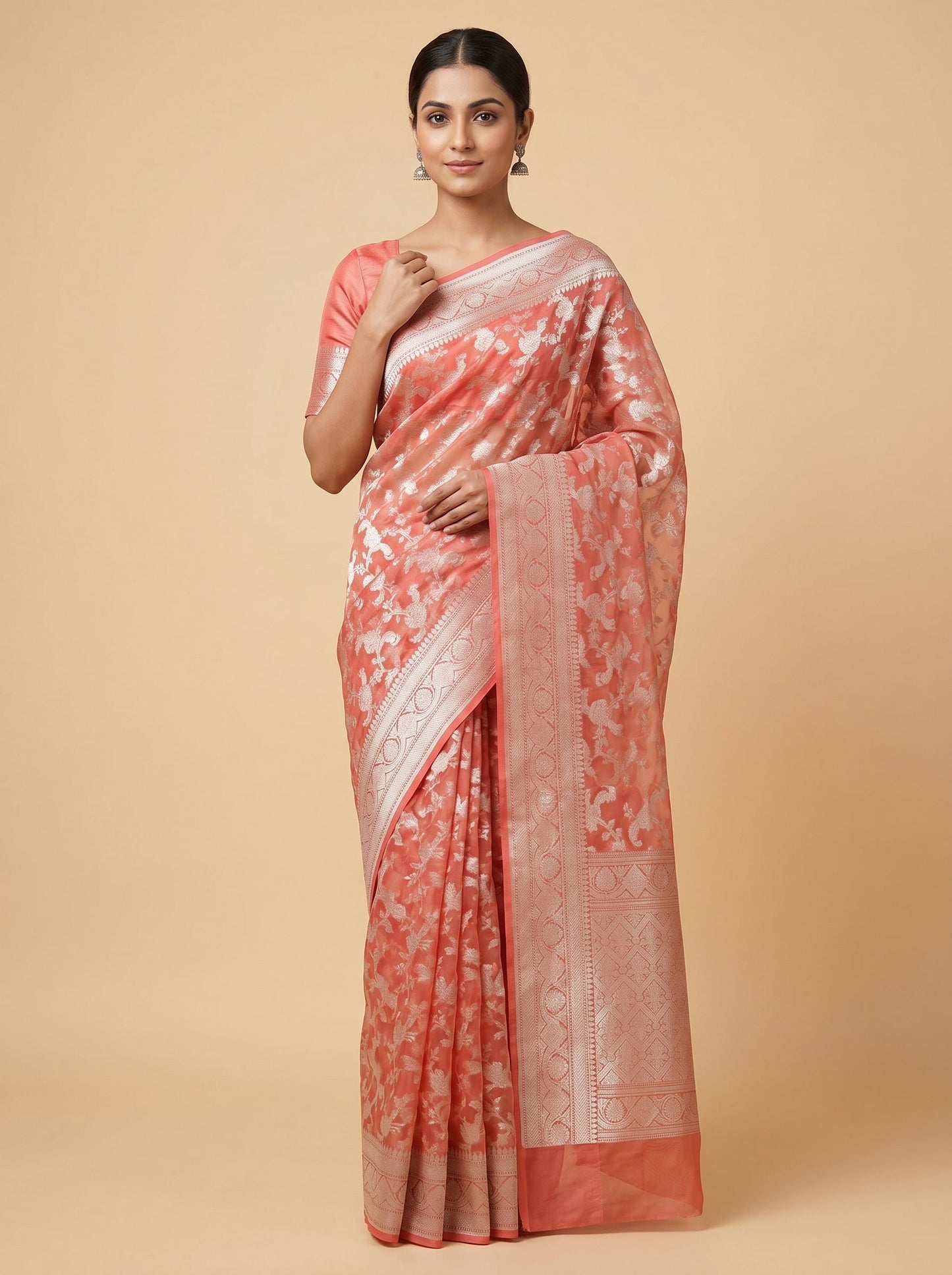 Coral Glow Handloom Saree