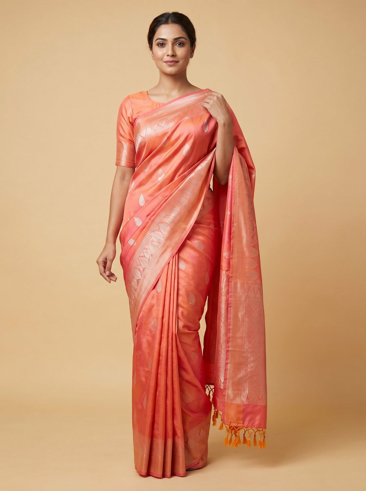 Coral Soft Radiance Handloom Saree