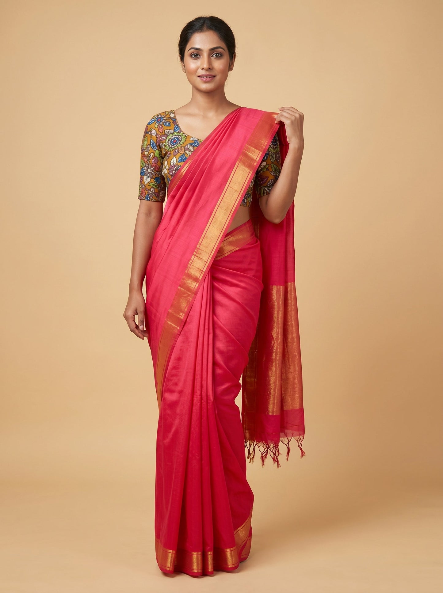 Coral Tassel Red Handloom Saree