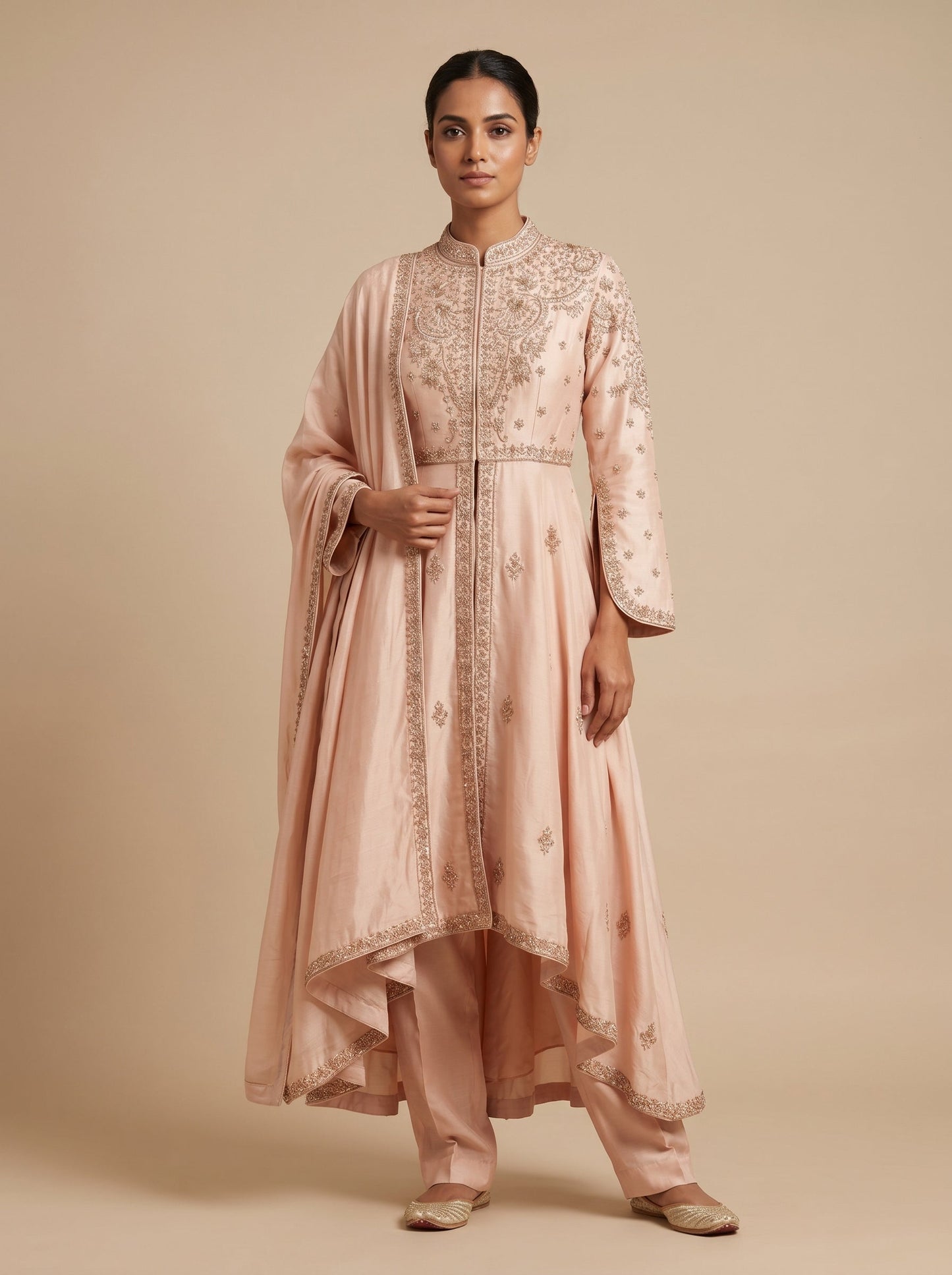 Cream Calm Kurti Pant Set