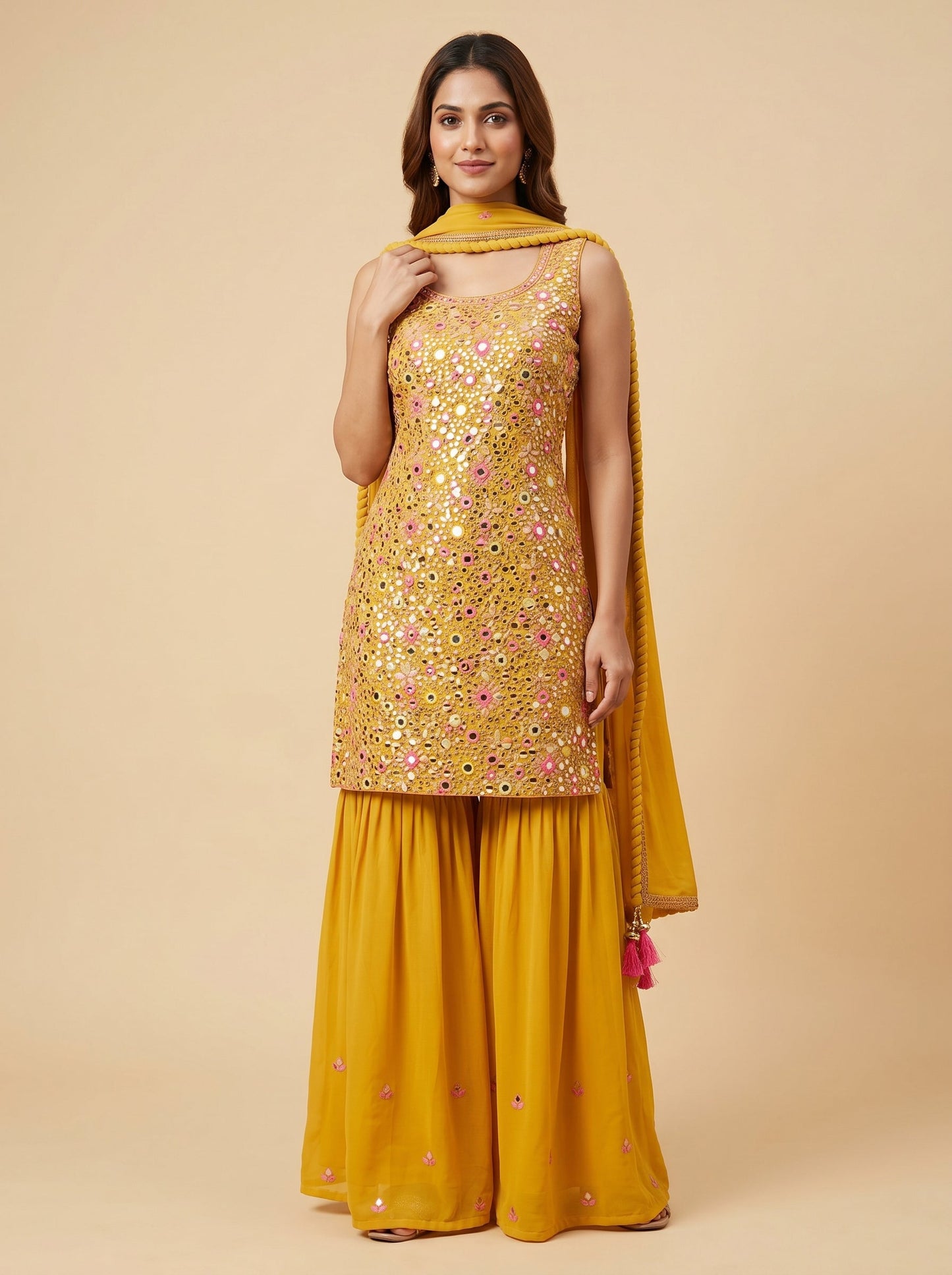Cream Festive Anarkali Suit