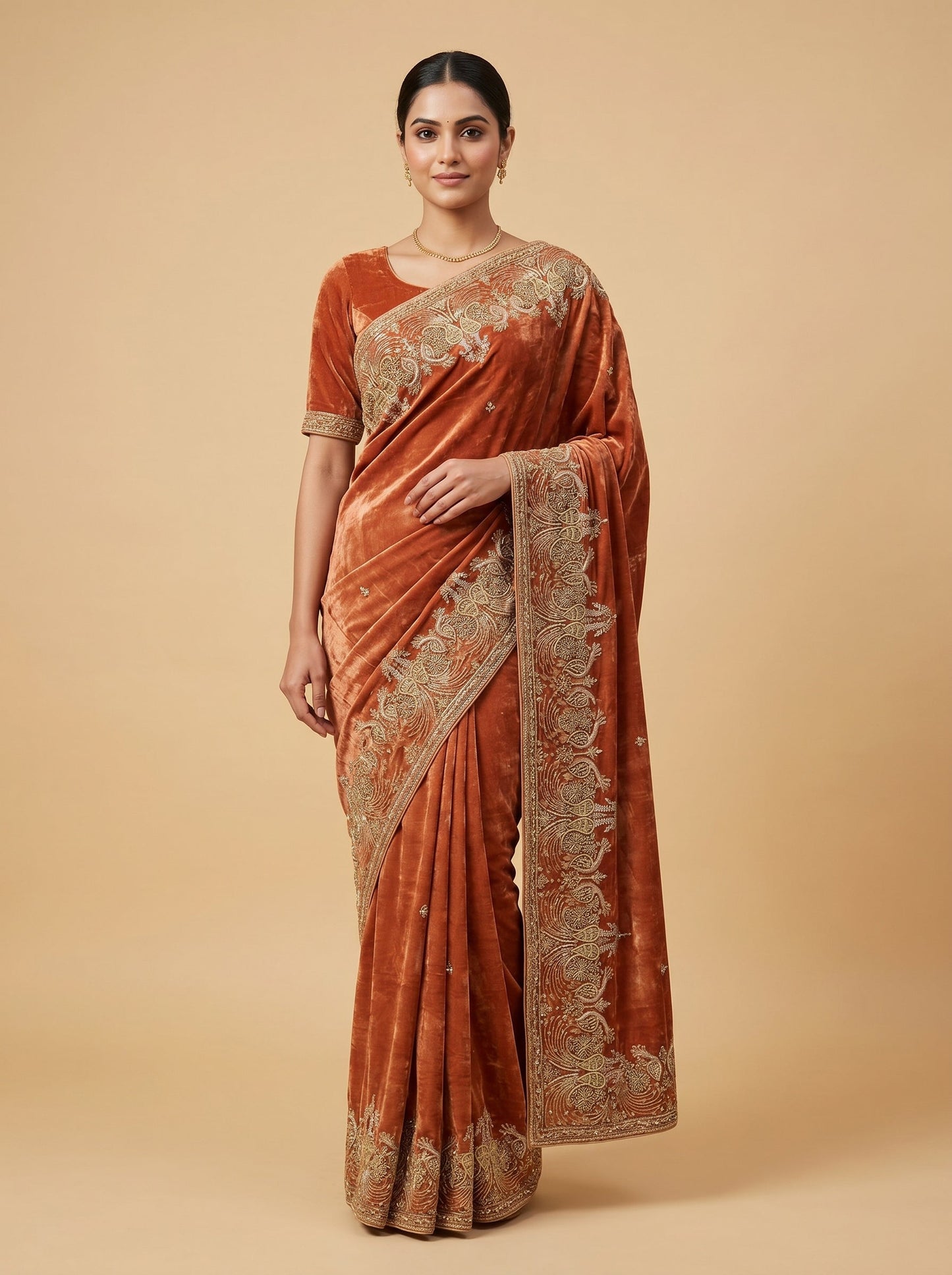 Cream Gentle Embellishment Saree