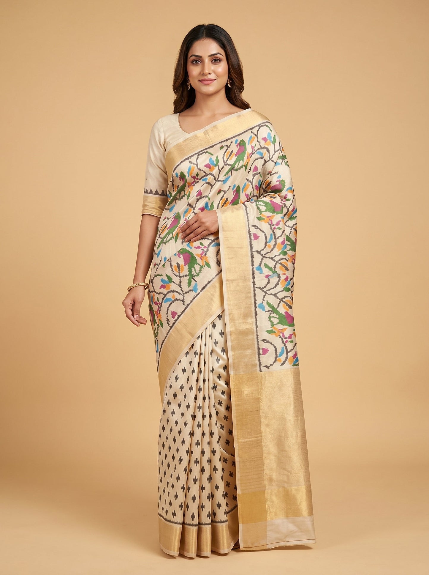 Cream Handloom Saree with Soft Weave