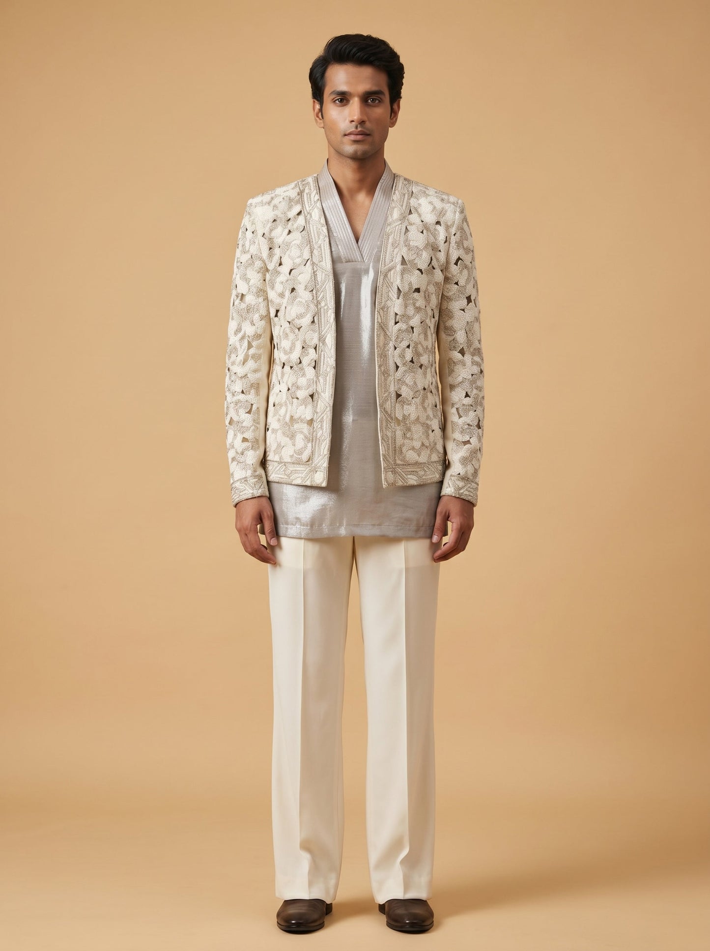 Cream Indo Western Set