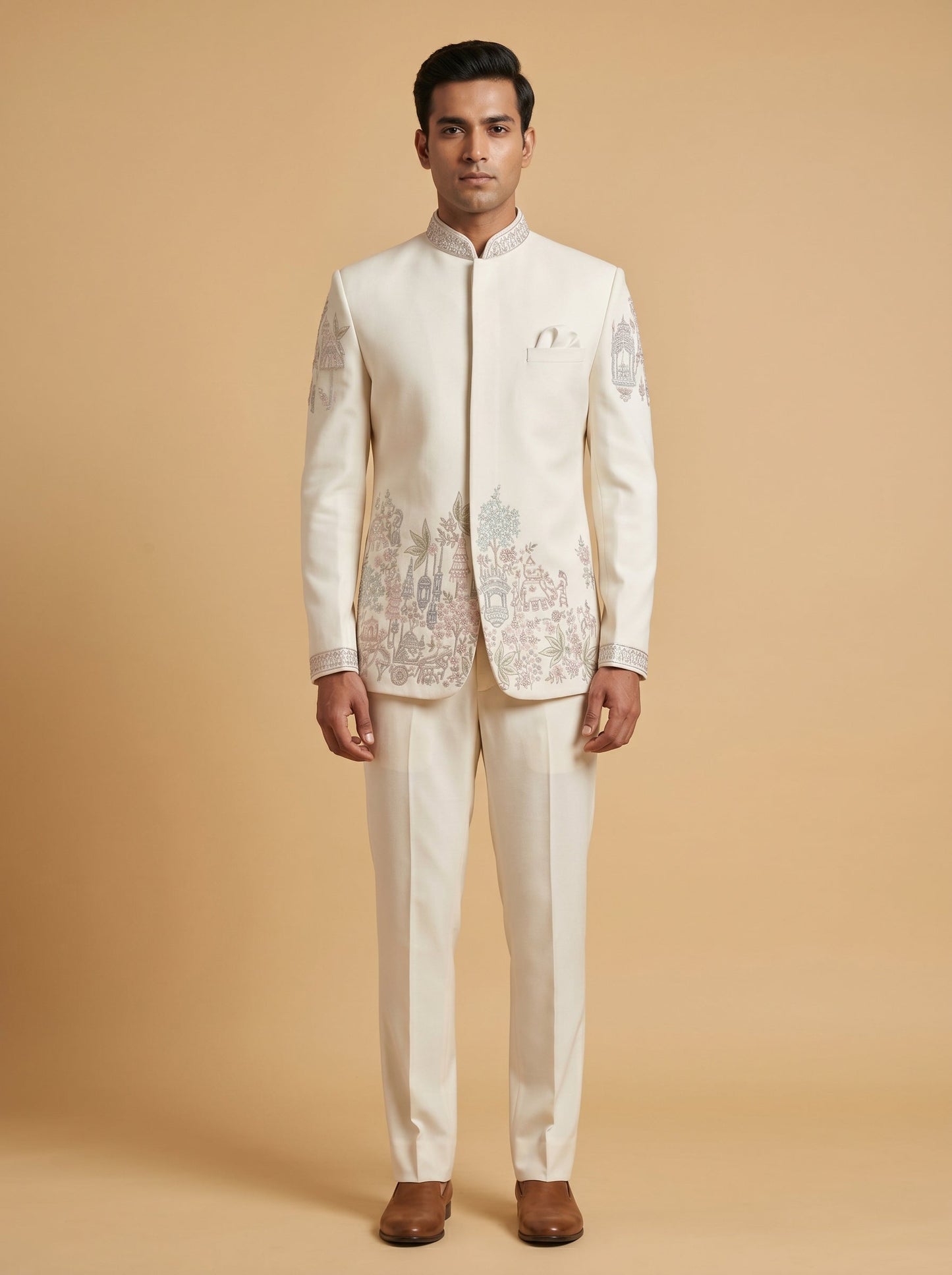 Cream Jodhpuri Suit Set