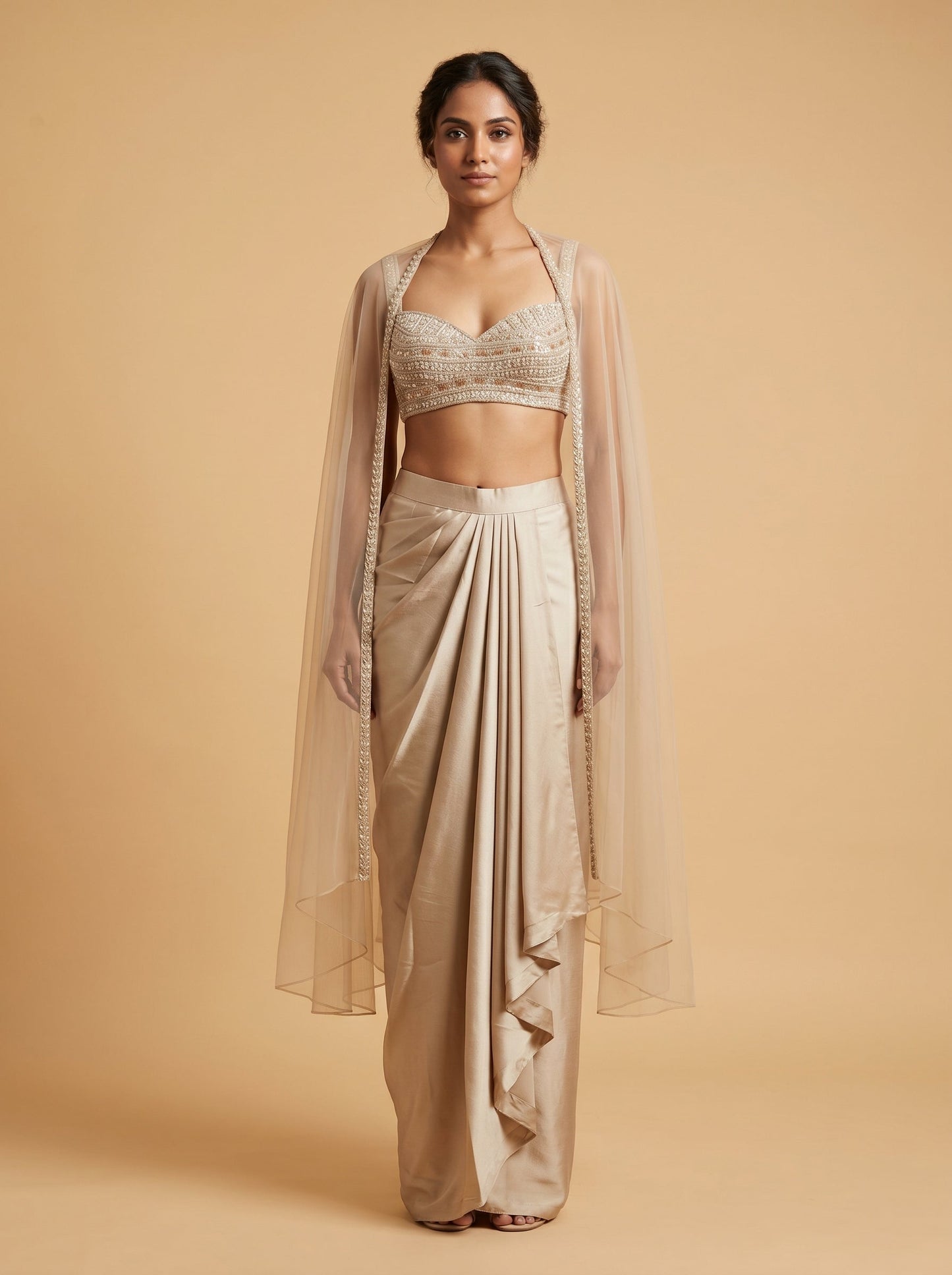 Cream Luxe Flow Dhoti Set