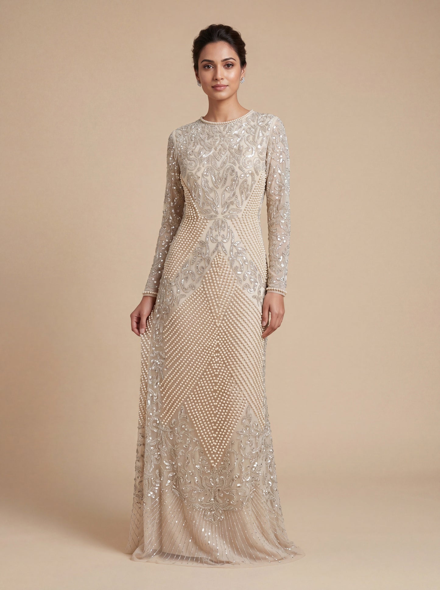 Cream Nude Contemporary Gown