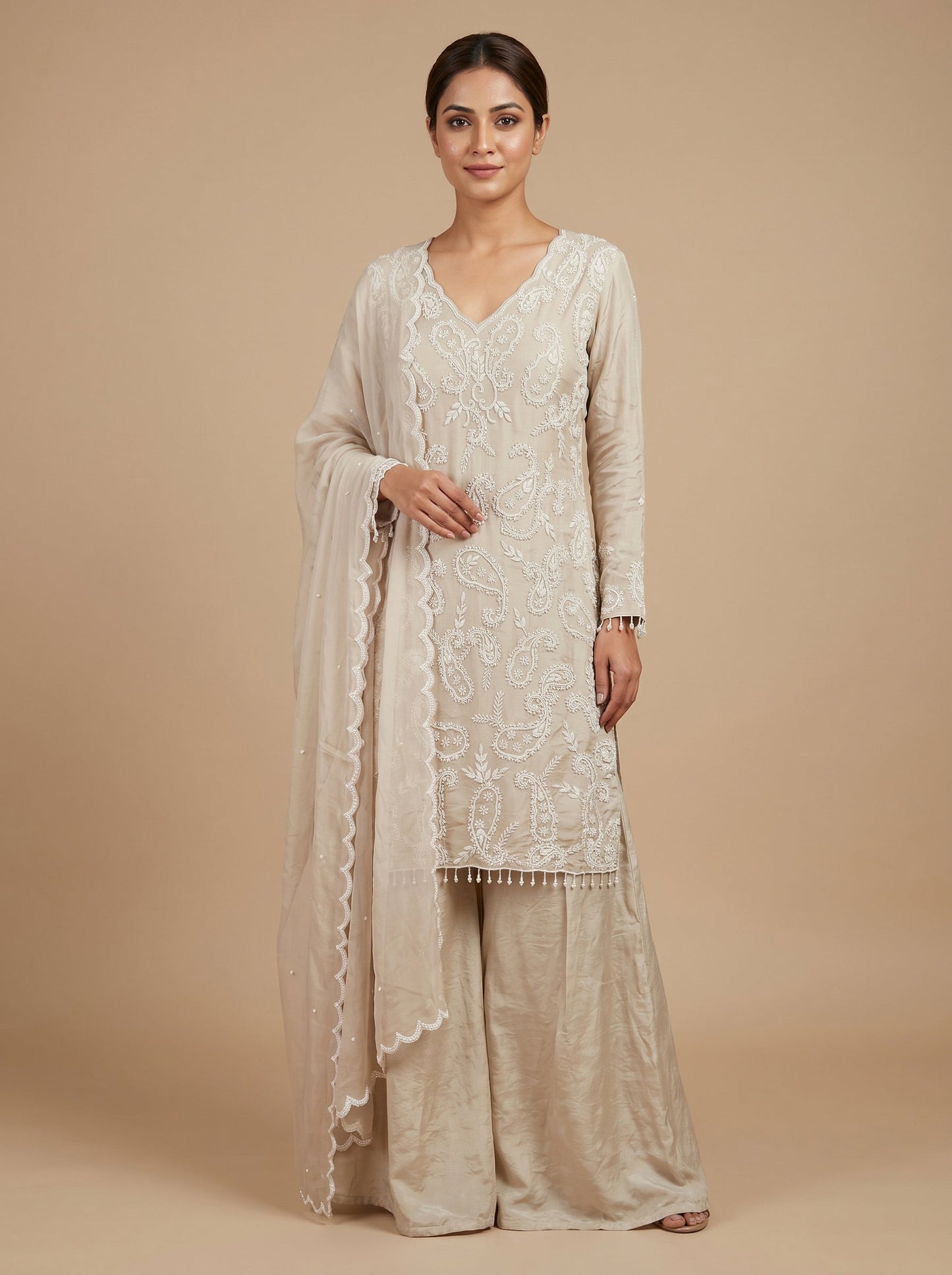 Cream Silk Palazzo Set
