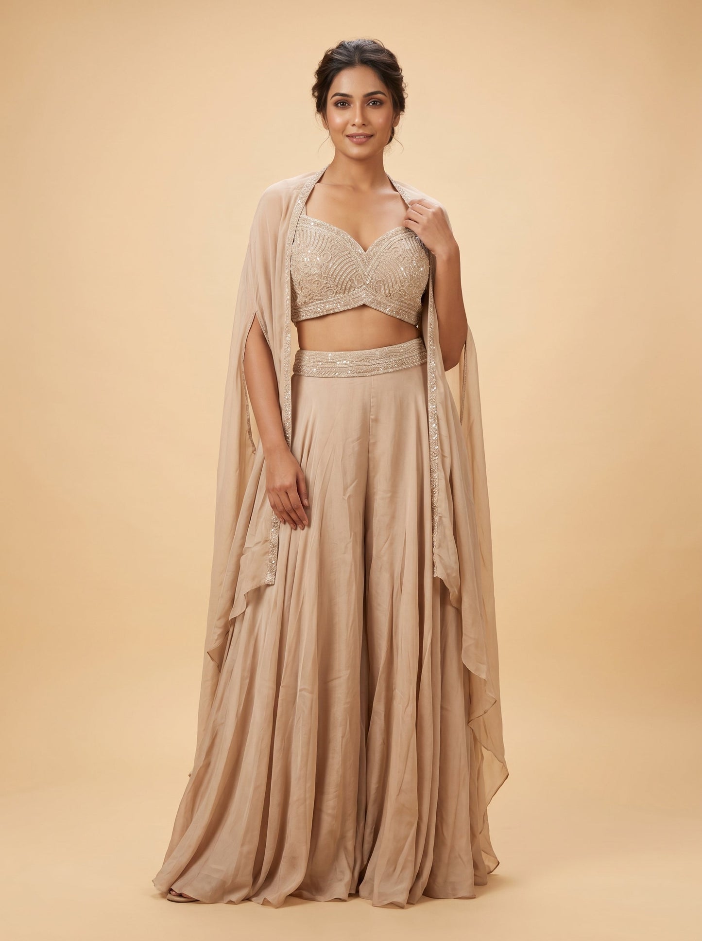 Cream Smooth Palazzo Set