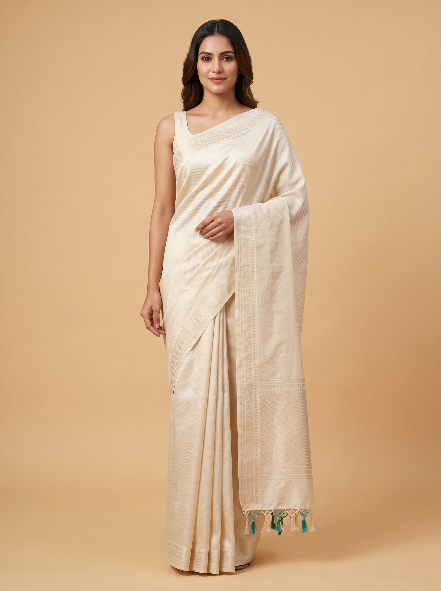 Cream Whisper Handloom Saree