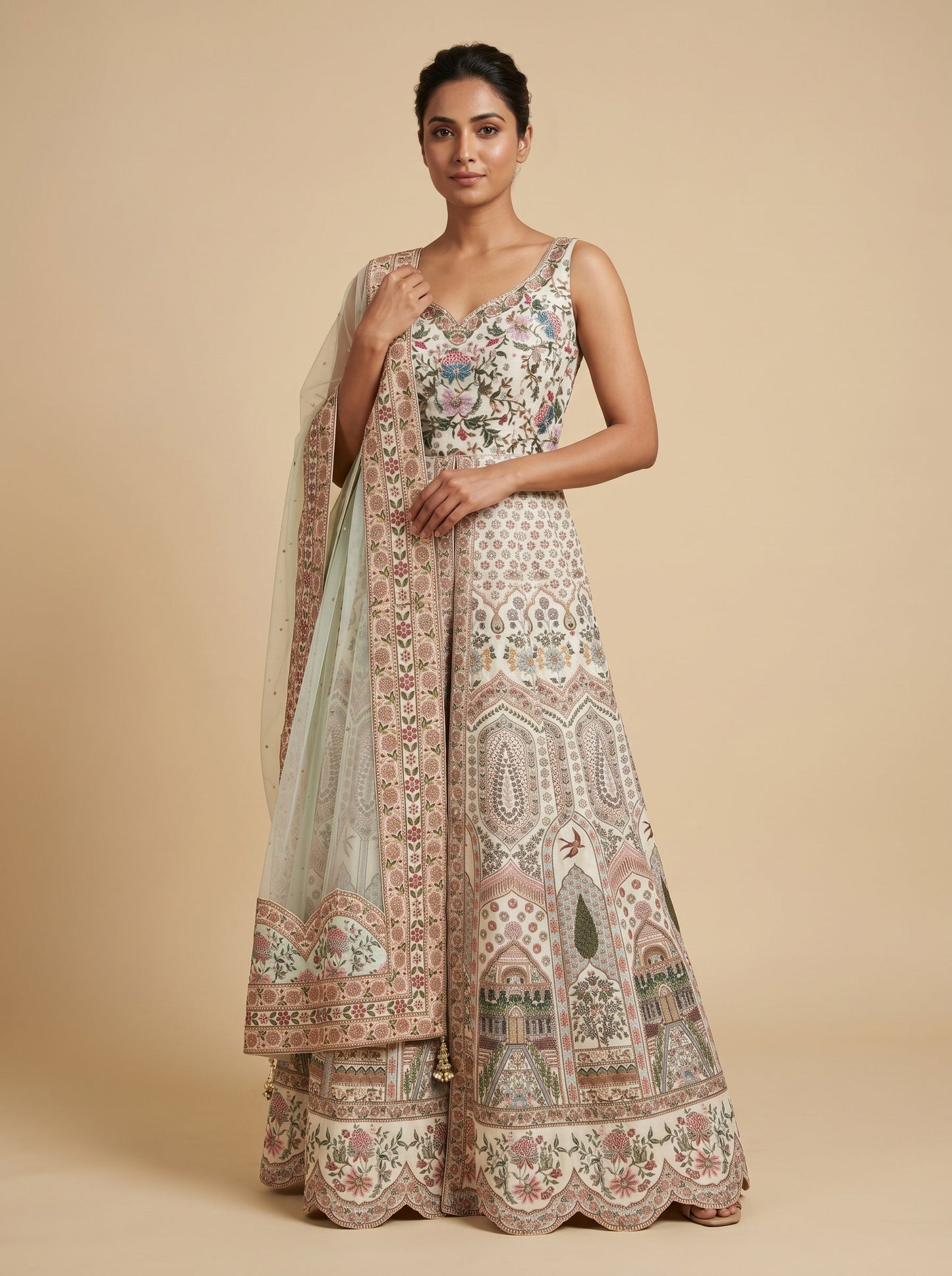 Creamy Anarkali Glow Suit