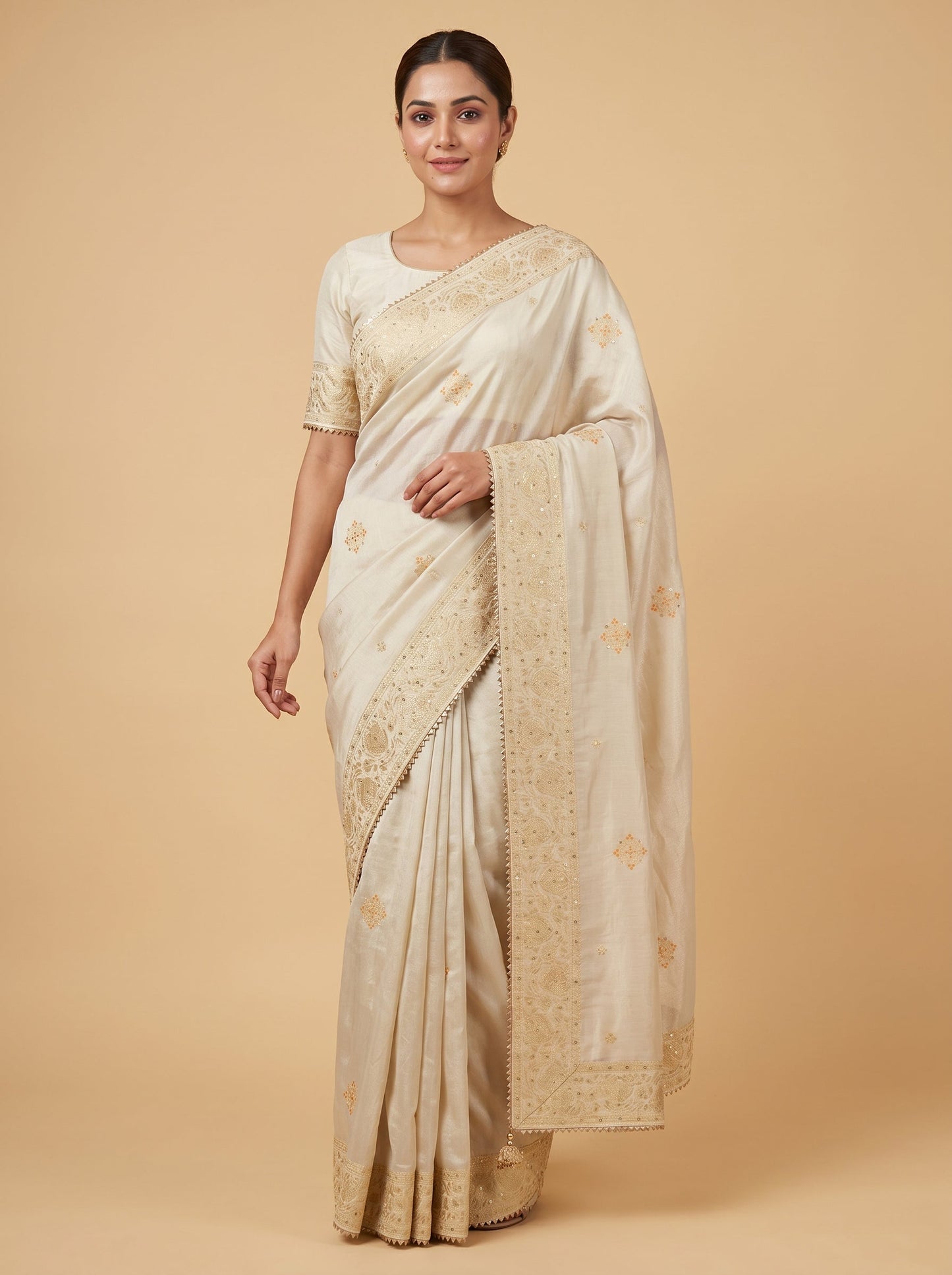 Creamy Ivory Glow Saree