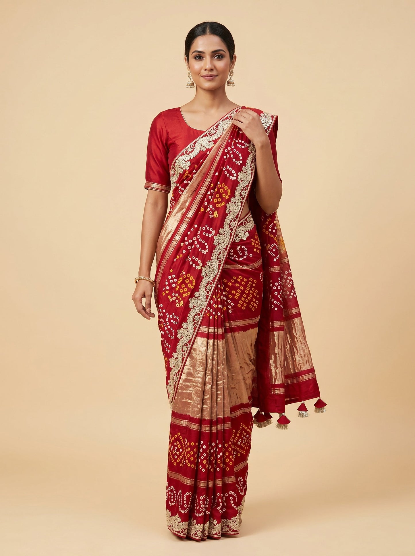 Crimson Celebration Red Embroidered Saree