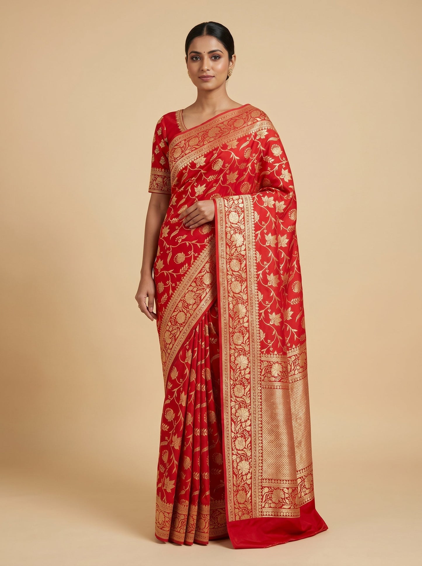 Crimson Ember Radiance Saree