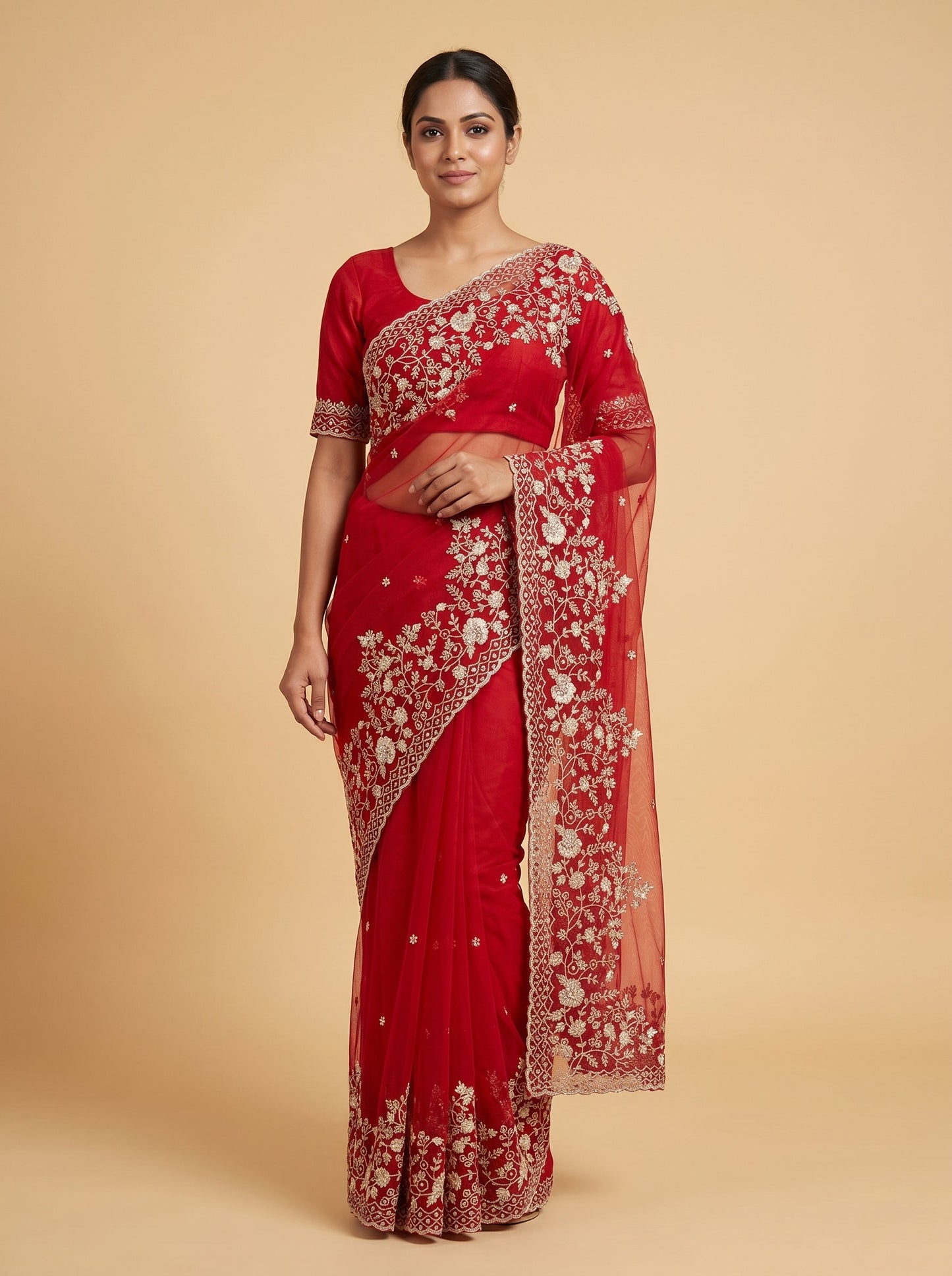 Crimson Glow Charm Saree