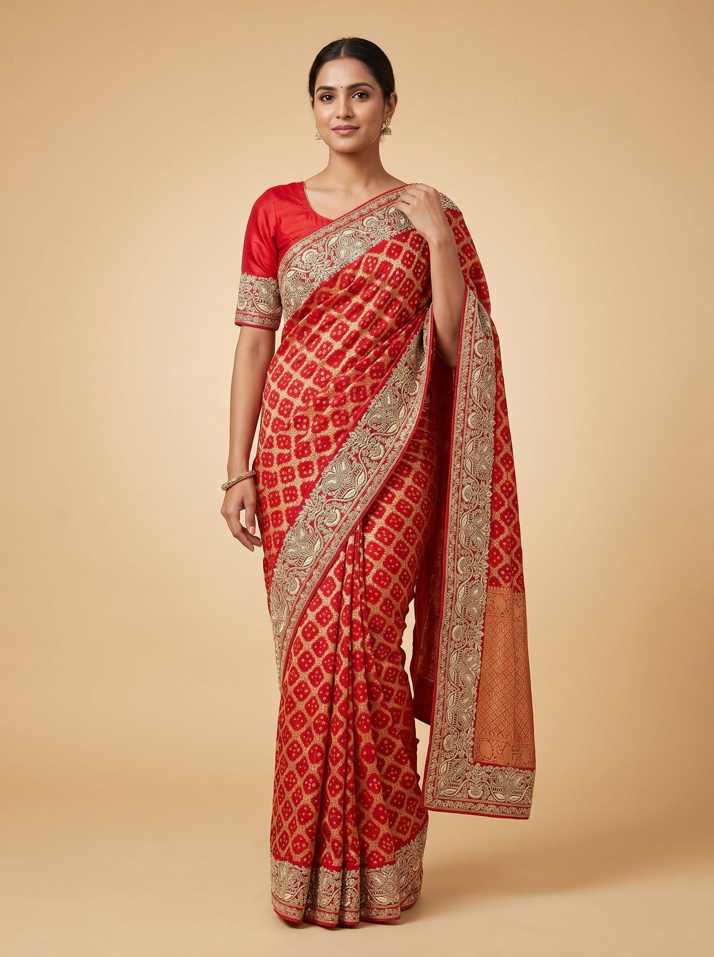 Crimson Red Elegance Handloom Saree