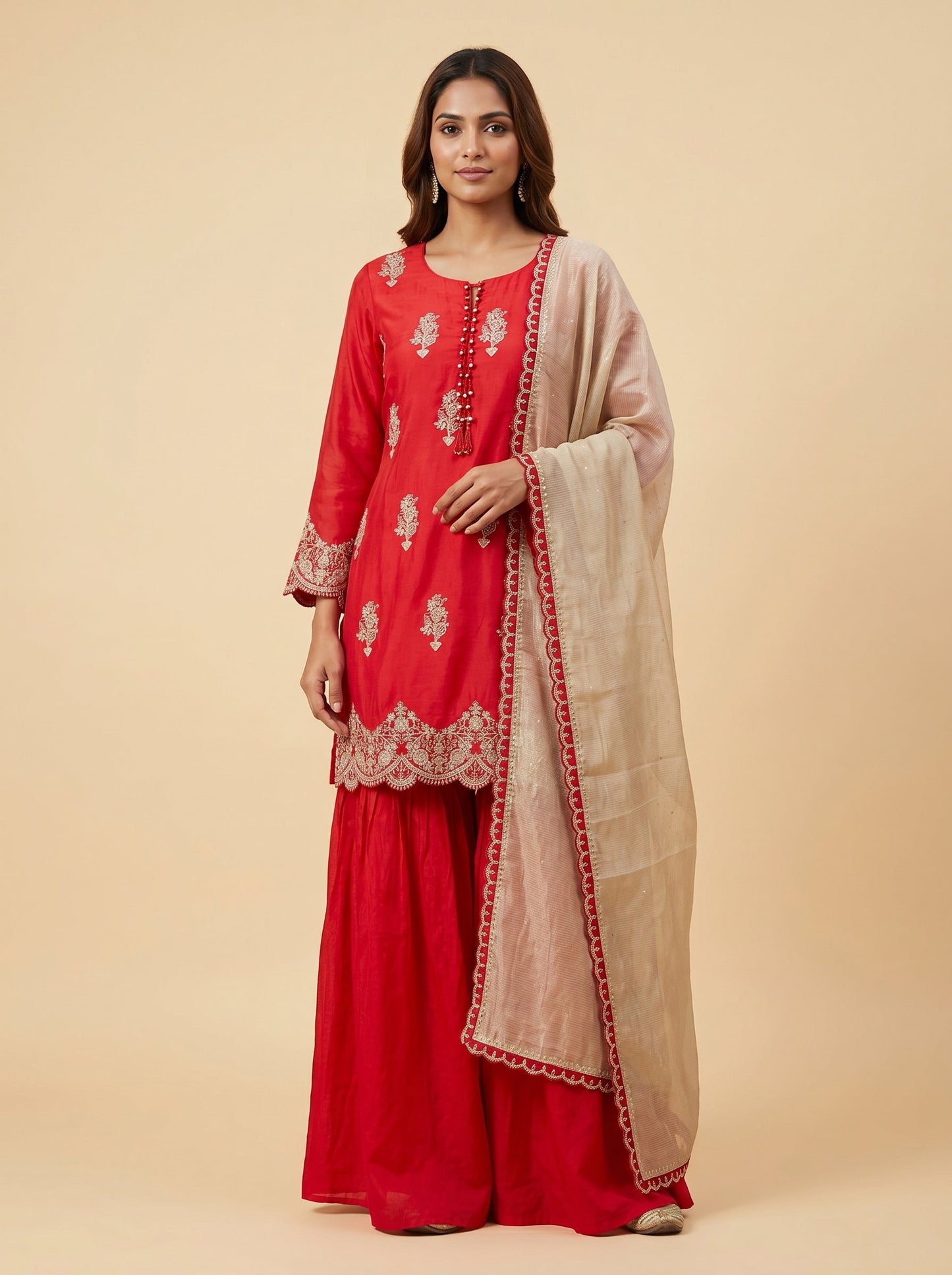Crimson Red Palazzo Set