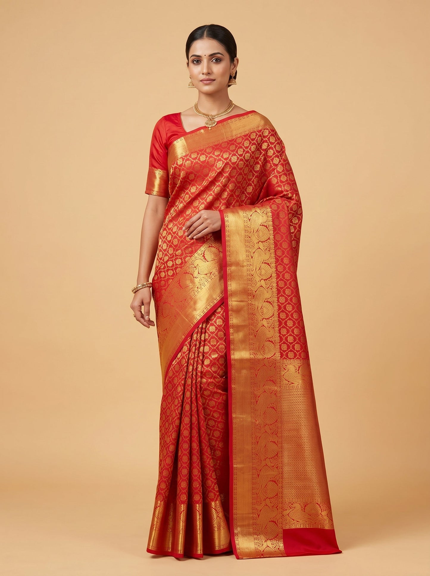Crimson Weave Glow Saree