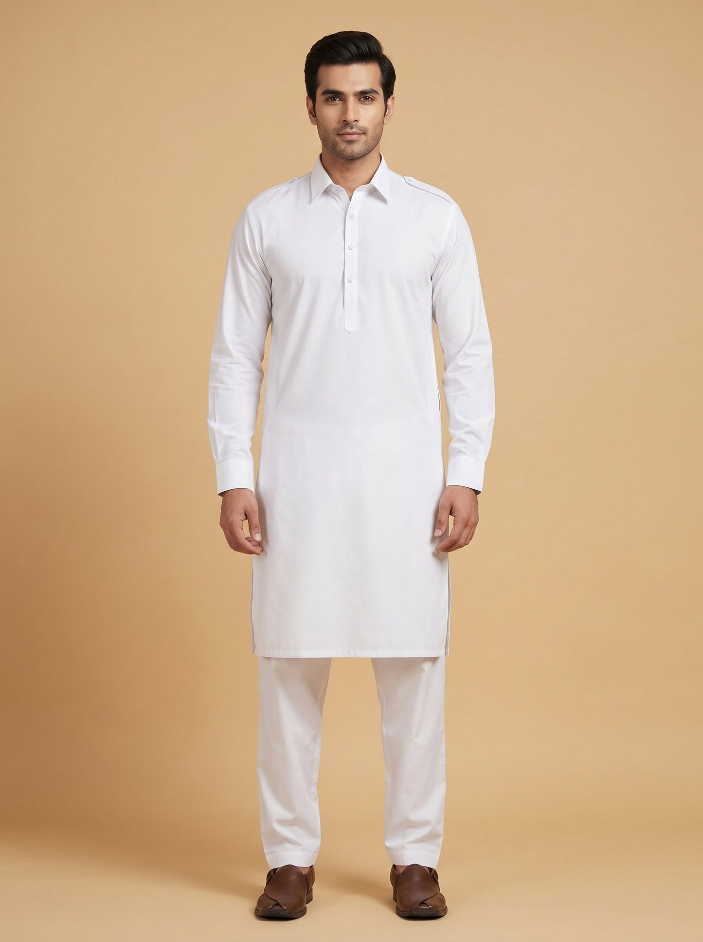 Crisp White Straight Kurta Set