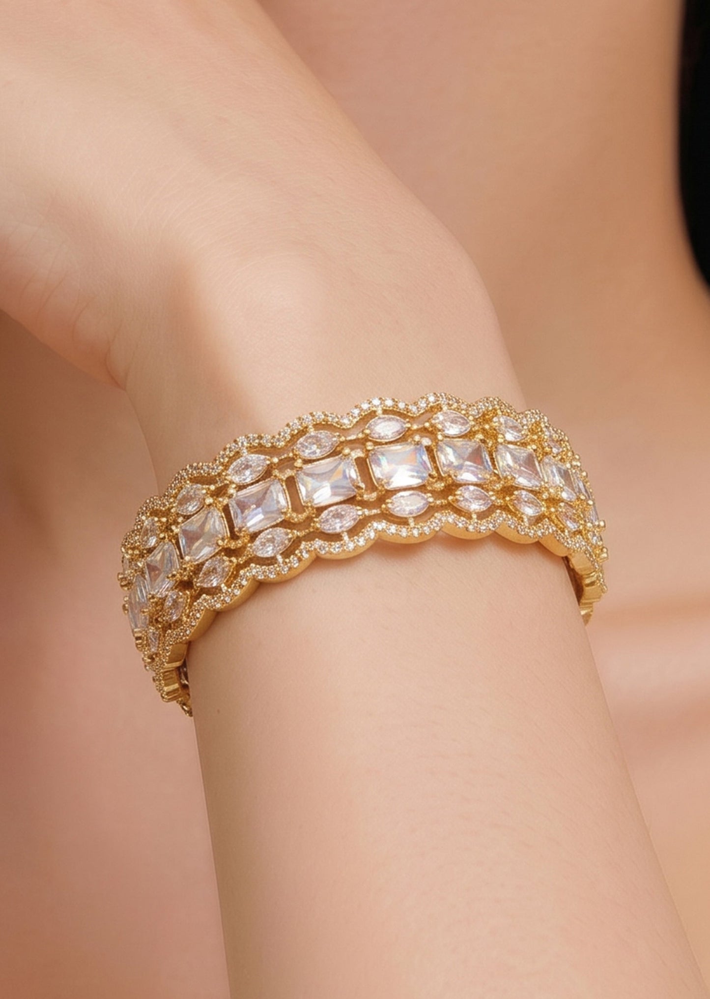 Cubic Zirconia Geometric Kada Set