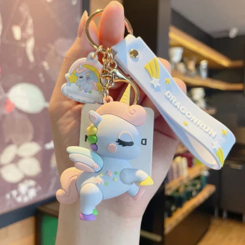Unicorn Dragon Run Lanyard Keychain | Blue | Premium Keychain | Bag Charm |