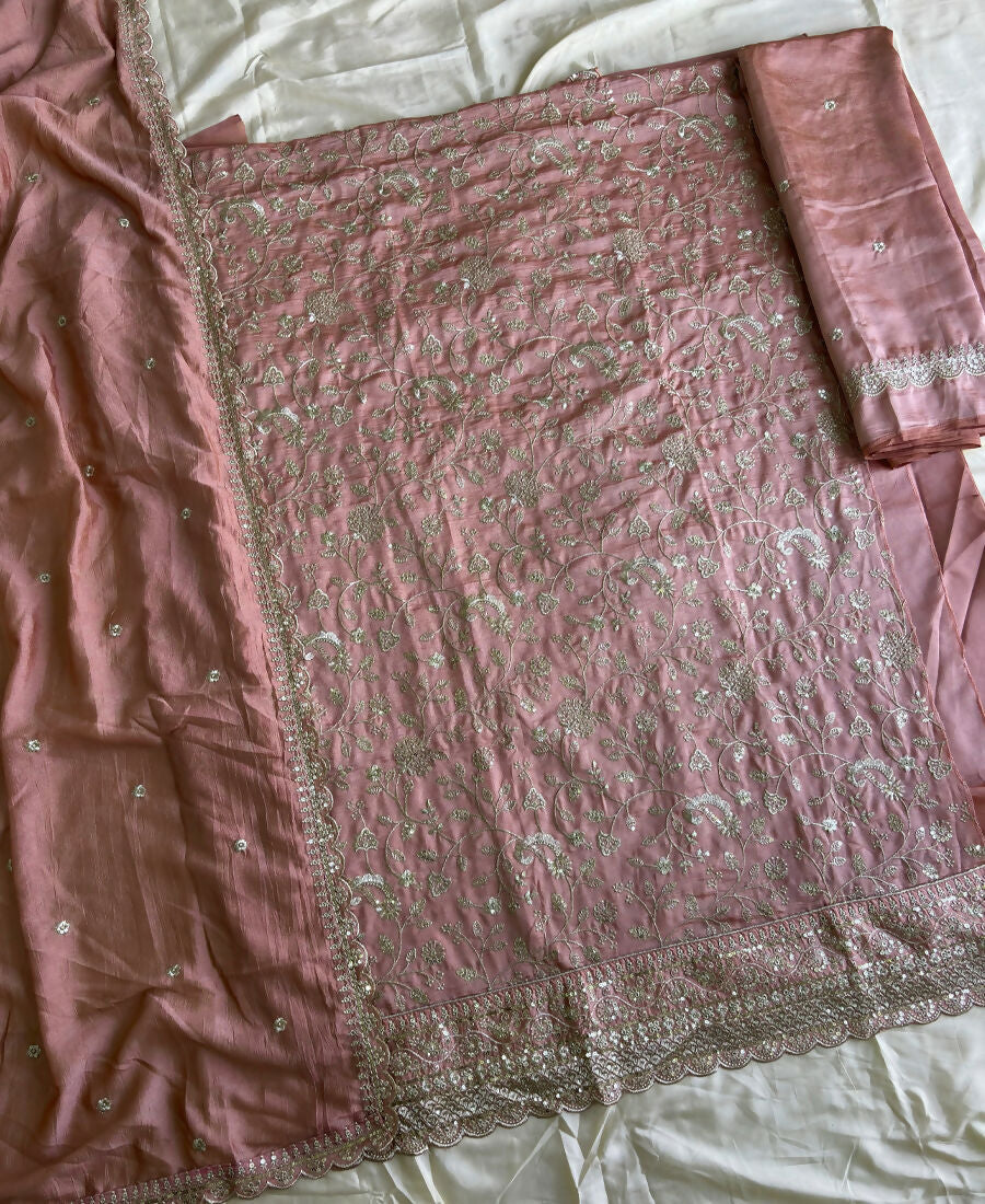 KC Peach Vichitra Silk Palazzo Suit For Women Festival Wear