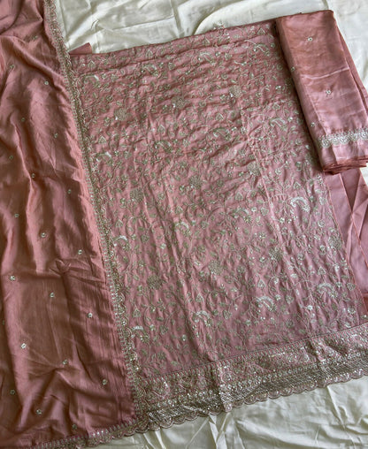 KC Peach Vichitra Silk Palazzo Suit For Women Festival Wear