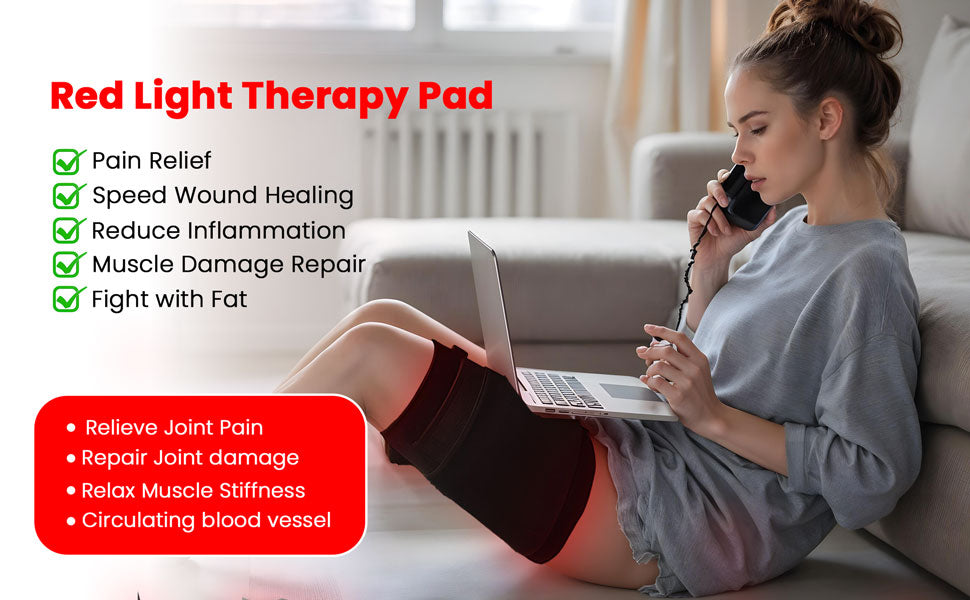 Red Light Therapy Pad for Body | 660nm Red & 850nm Near Infrared LED Light Therapy Wrap | High Irradiance up to 280mW/cm² | Pulse Mode | Adjustable Therapy Belt for Back, Knee, Shoulder, Neck & Muscle Recovery
