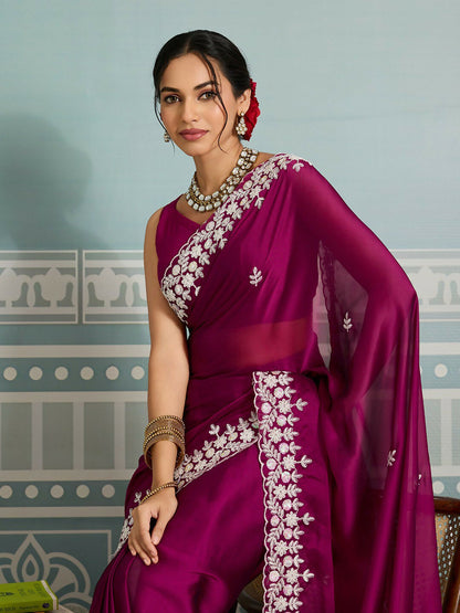 Teeya Creation New Trendy Party Wear Soft Silk Saree-Pink