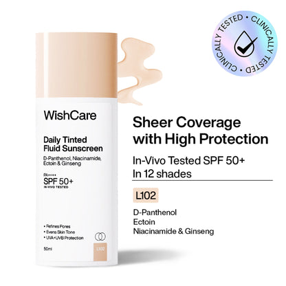 Wishcare Daily Fluid Tinted Sunscreen SPF50PA++++ - L102