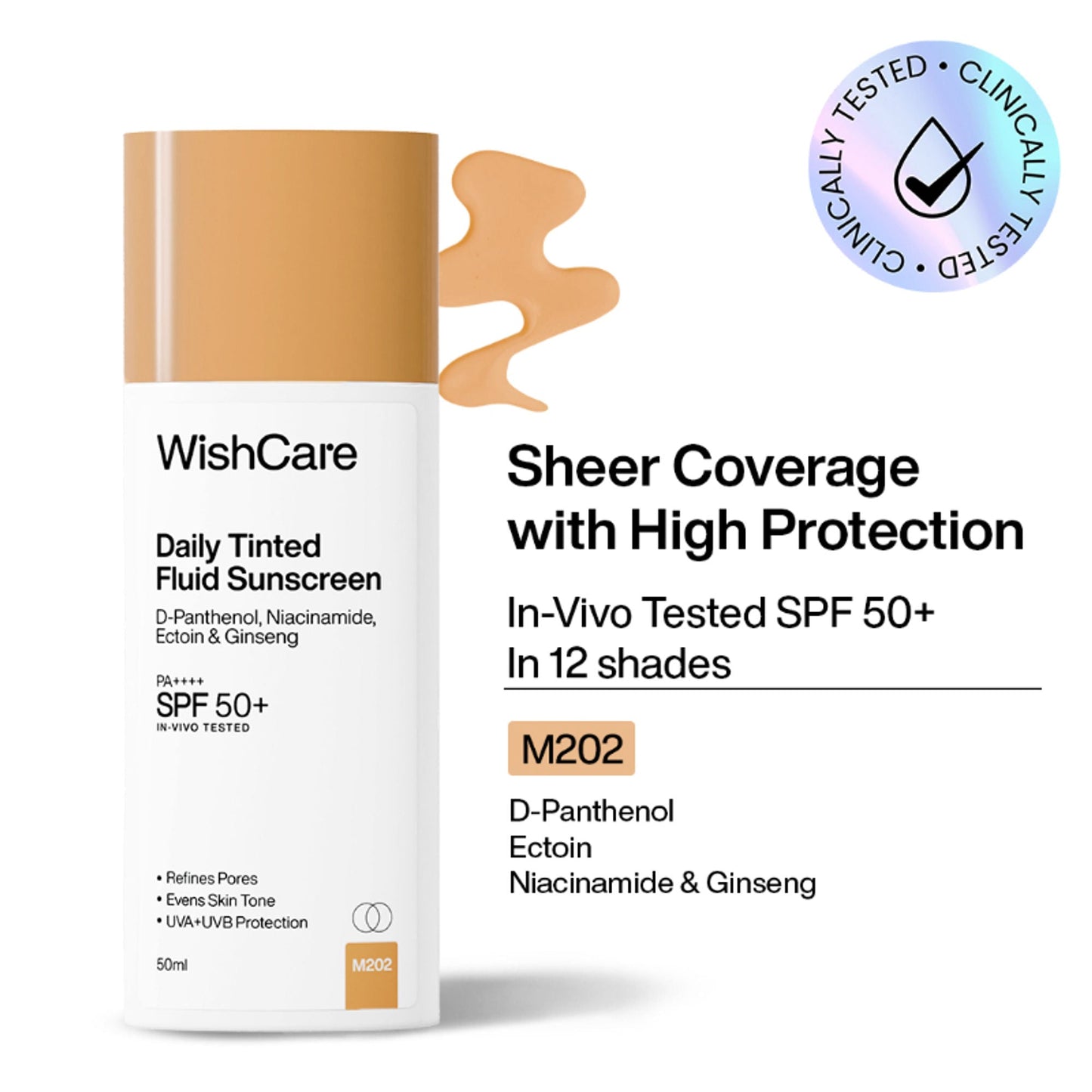 Wishcare Daily Fluid Tinted Sunscreen SPF50PA++++ - M202