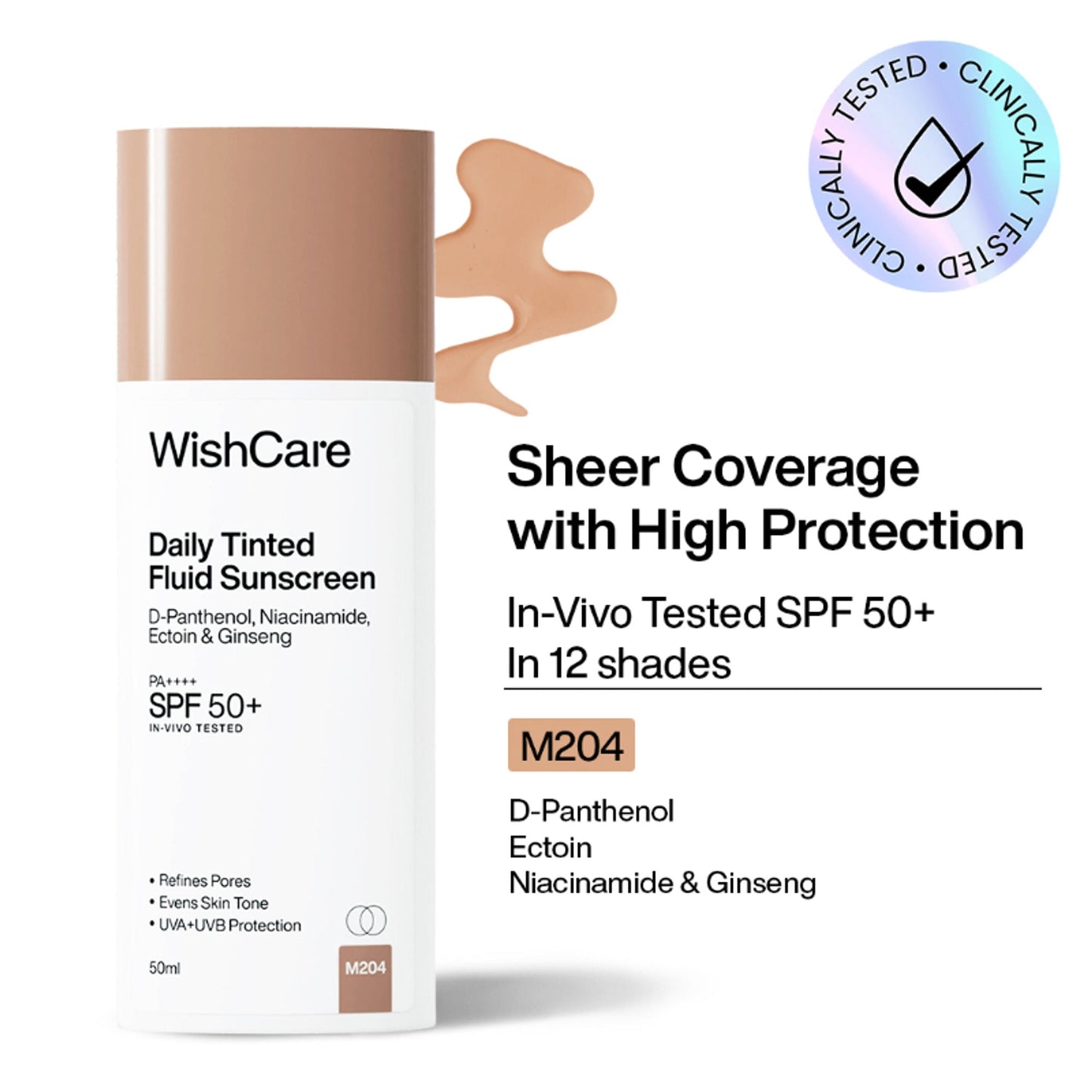 Wishcare Daily Fluid Tinted Sunscreen SPF50PA++++ - M204