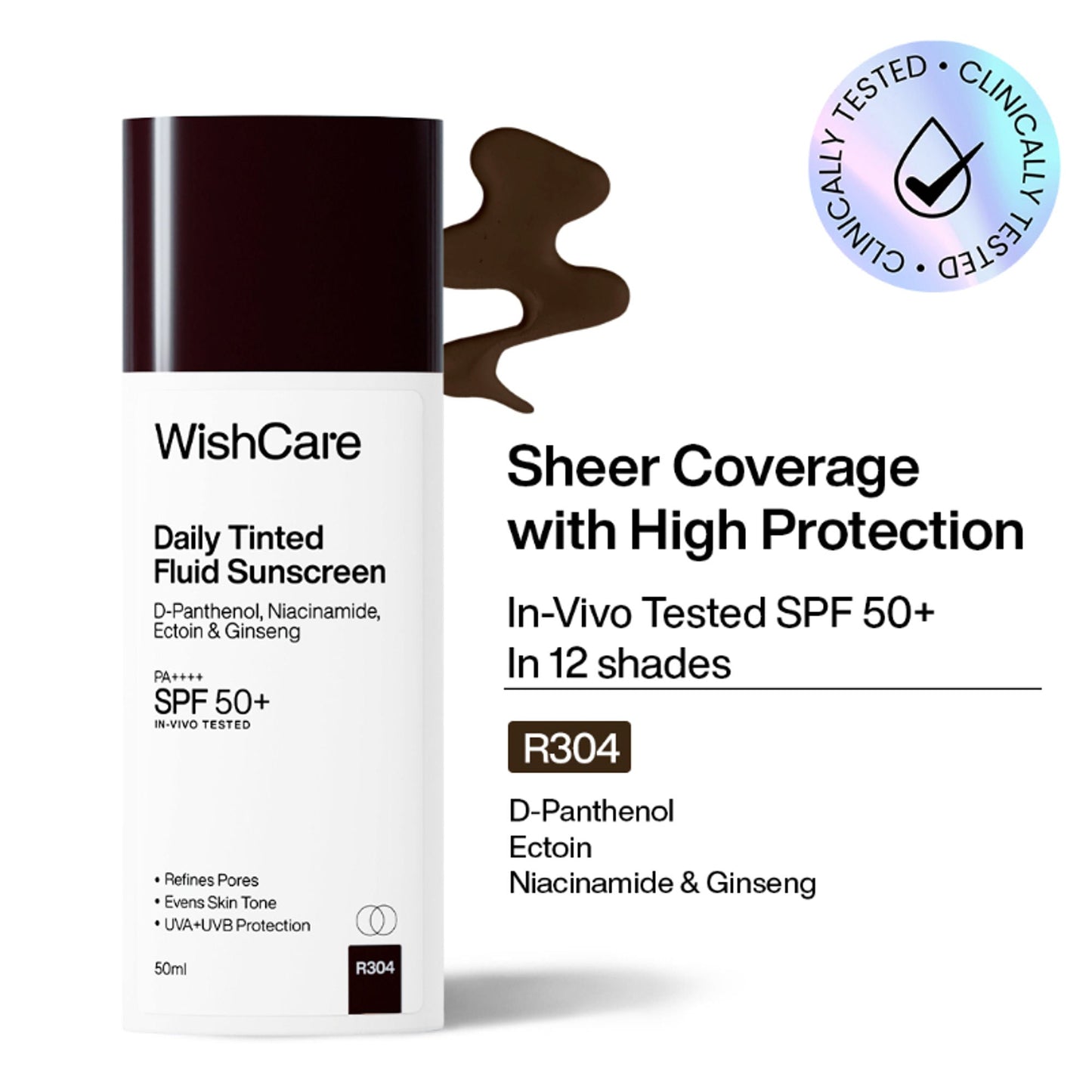 Wishcare Daily Fluid Tinted Sunscreen SPF50PA++++ - R304