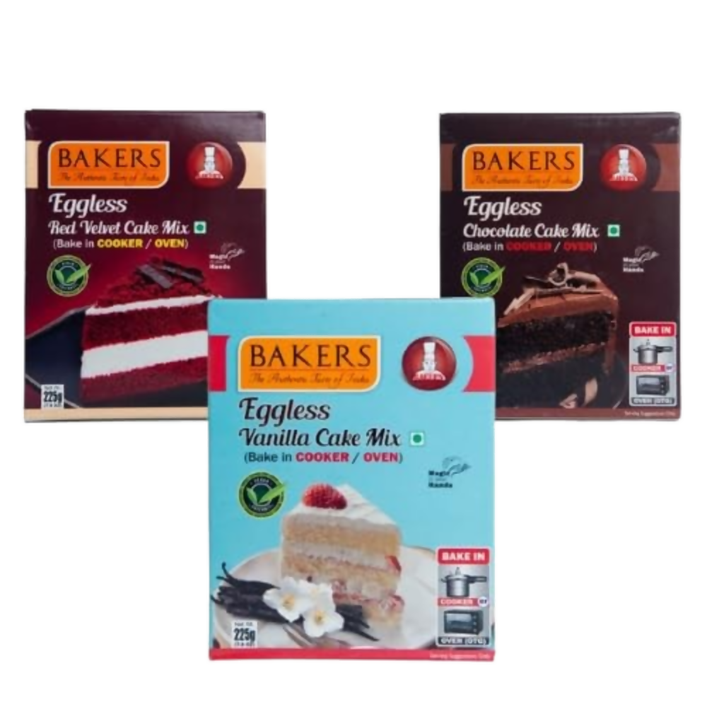 BAKERS Eggless Cake Mix - Vanilla, Choclate, Redvelvet