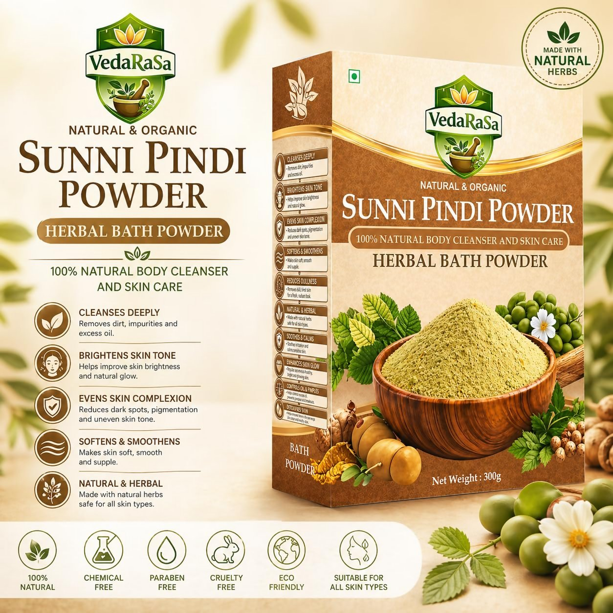VedaRasa Sunni Pindi Herbal Bath Powder