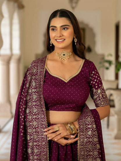 Lehenga Mart Wine Designer Wedding Wear Lehenga Choli