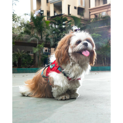 Waggety Adjustable Full Body Dog Harness - Comfortable Fit, Durable Polyester, Red